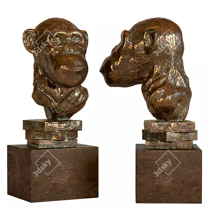 Chimpanzee Sculpture Figurine 3D model image 1