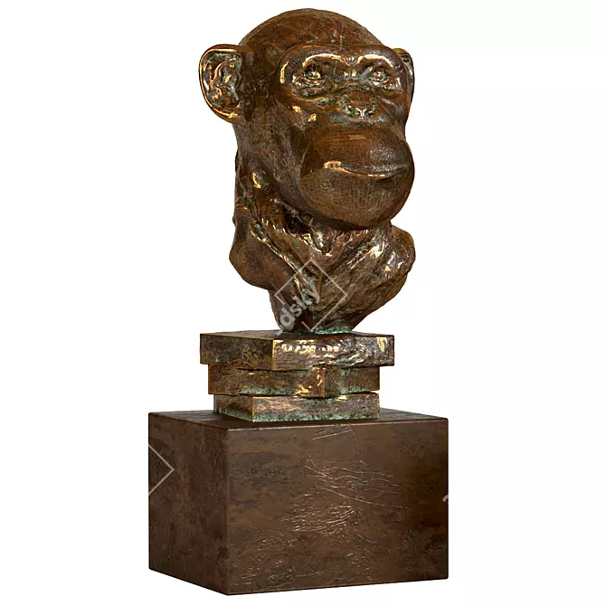 Chimpanzee Sculpture Figurine 3D model image 3