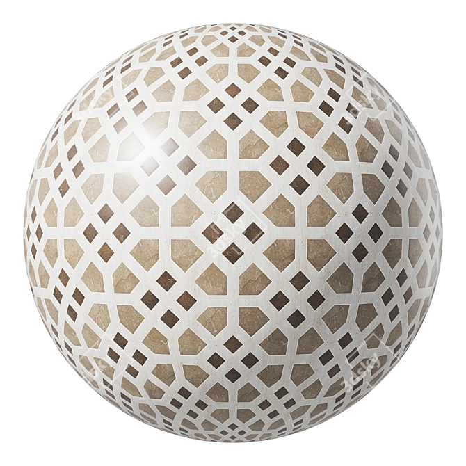 Seamless Eastern Ceramic Mosaic 3D model image 1