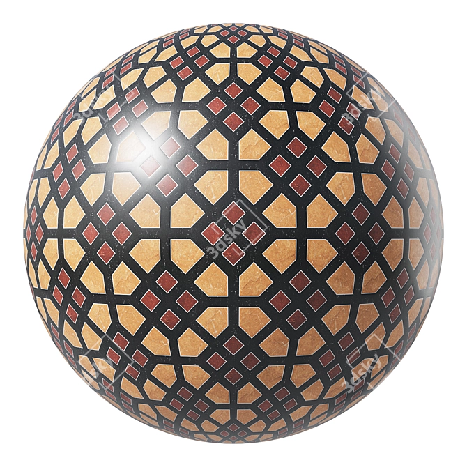 Seamless Eastern Ceramic Mosaic 3D model image 3