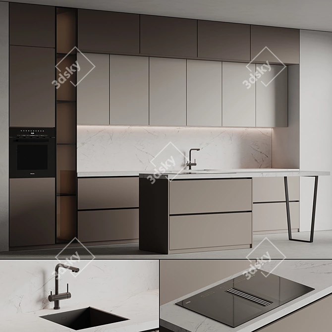 Modern Kitchen 3D Model Files 3D model image 2