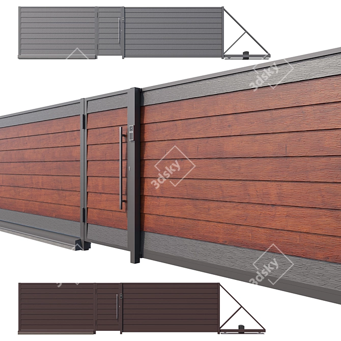 Modern Modular Metal Fencing 3D model image 1