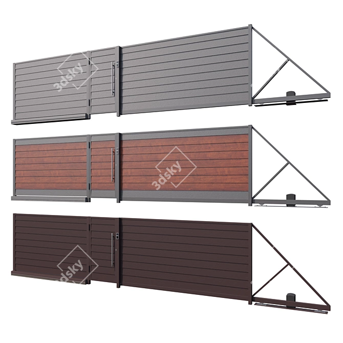 Modern Modular Metal Fencing 3D model image 2