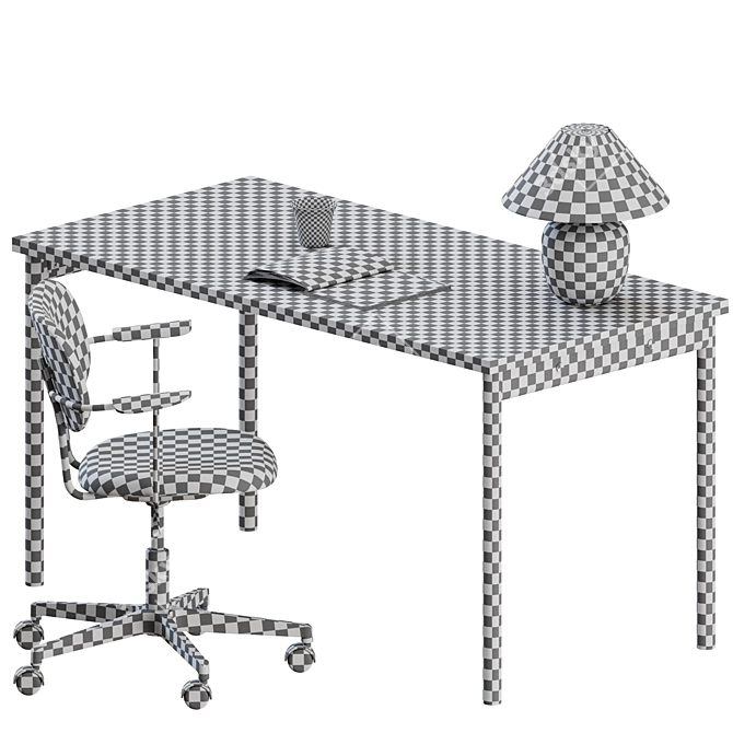 Scandinavian Style Workspace Set with Chair 3D model image 2