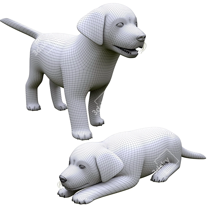 Golden Retriever Puppies Miniatures 3D model image 5