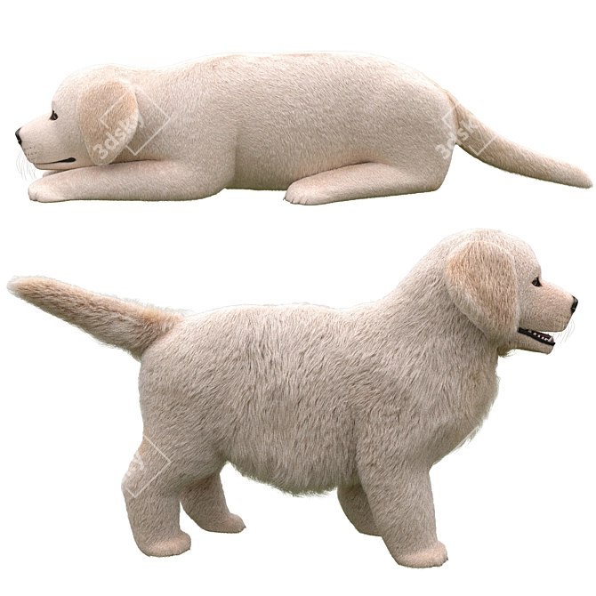 Golden Retriever Puppies Miniatures 3D model image 7