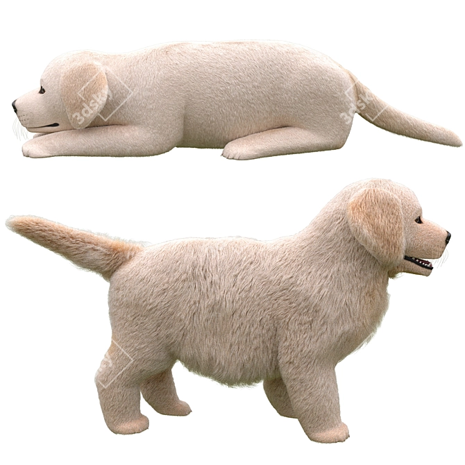 Golden Retriever Puppies Miniatures 3D model image 12