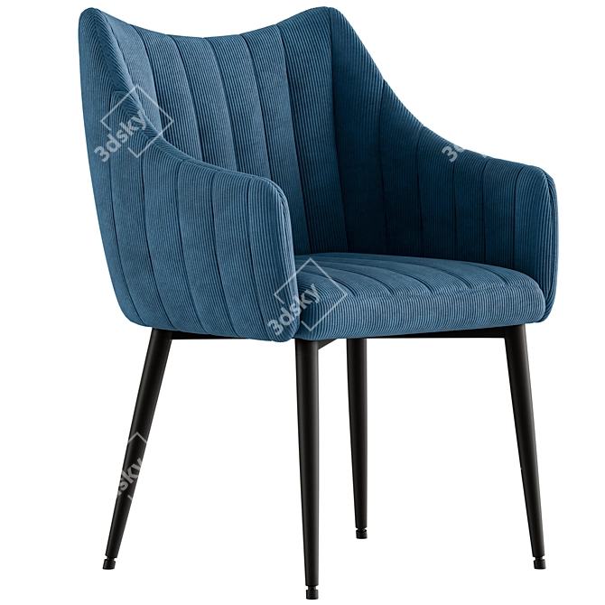 Monte Velvet Armchair with Metal Legs 3D model image 1