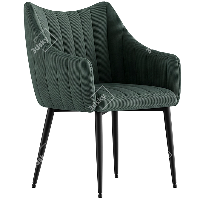 Monte Velvet Armchair with Metal Legs 3D model image 3