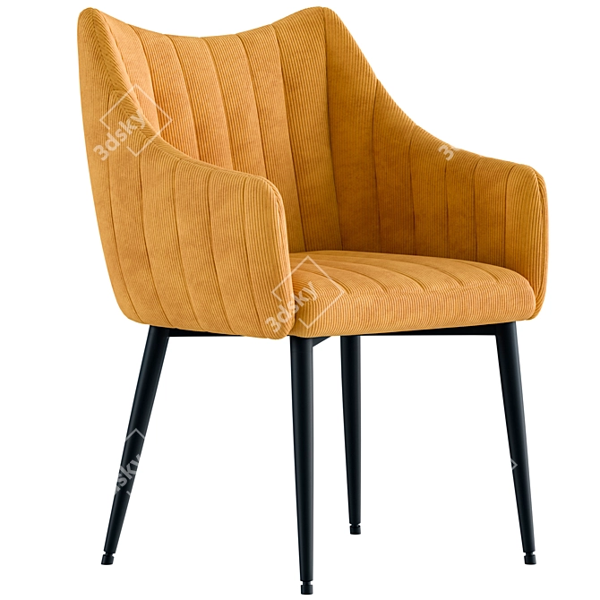 Monte Velvet Armchair with Metal Legs 3D model image 4