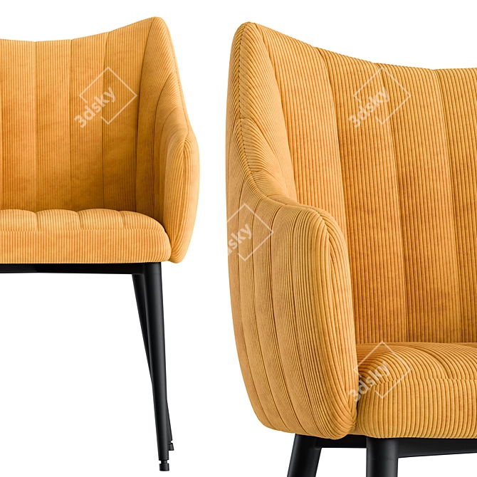 Monte Velvet Armchair with Metal Legs 3D model image 5