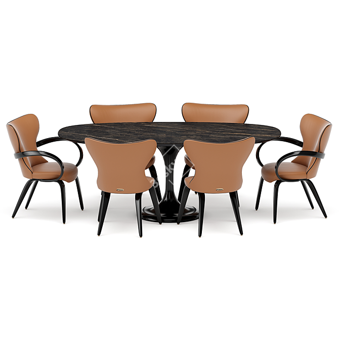 Apriori Dining Set in Noir Desir 3D model image 1