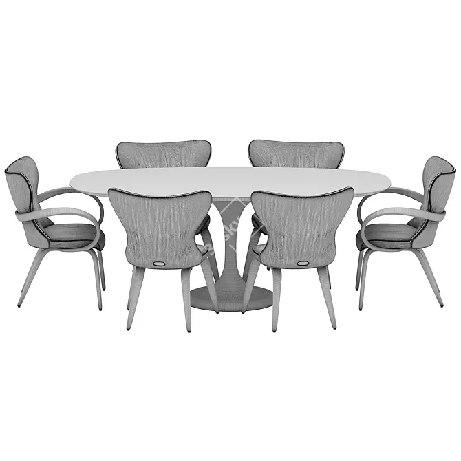 Apriori Dining Set in Noir Desir 3D model image 5