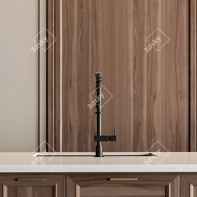 Elegant Cream Kitchen Set 3D model image 4