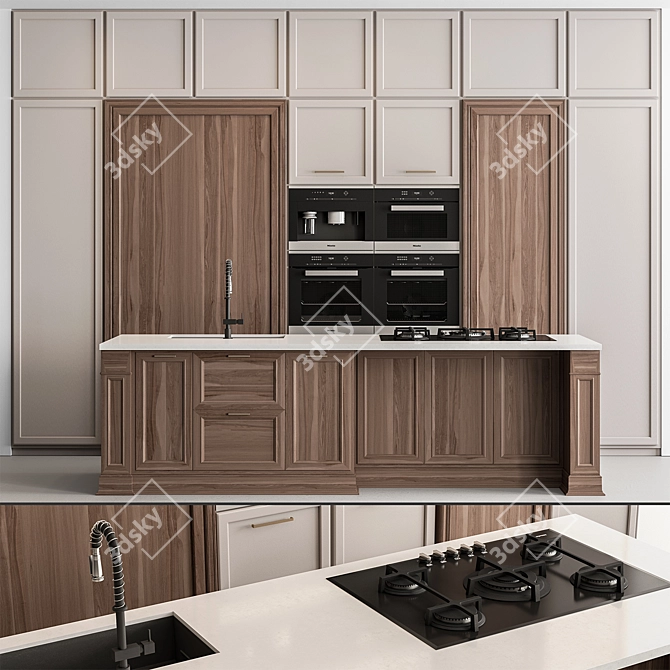 Elegant Cream Kitchen Set 3D model image 5