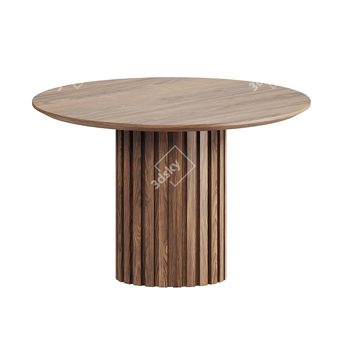 Modern Round Walnut Dining Table 3D model image 3