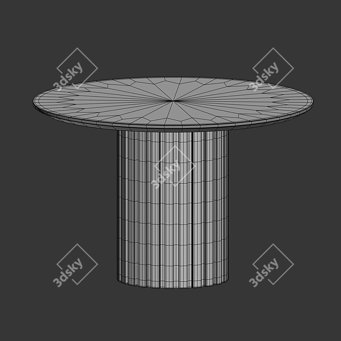 Modern Round Walnut Dining Table 3D model image 4