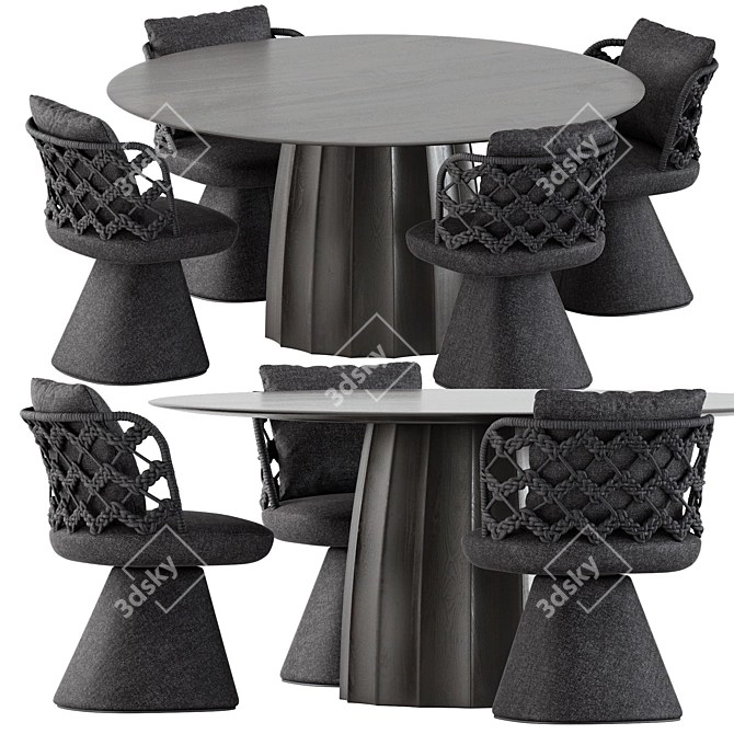 Luxury Flair Chair & Tsubomi Table 3D model image 1