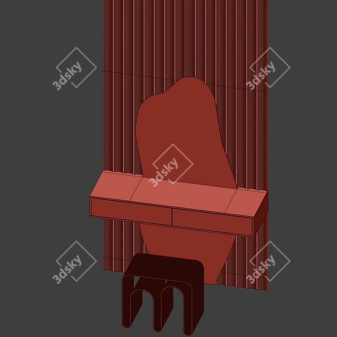 Modern Asymmetrical Vanity Table 3D model image 3