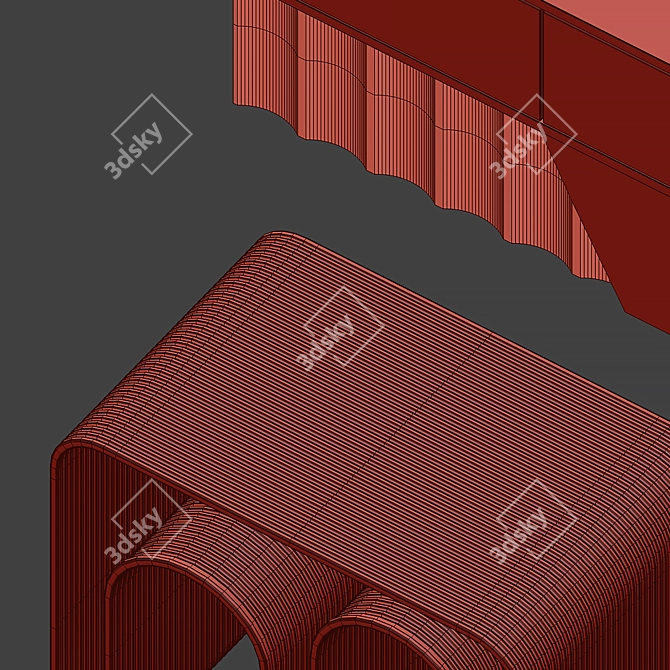 Modern Asymmetrical Vanity Table 3D model image 4