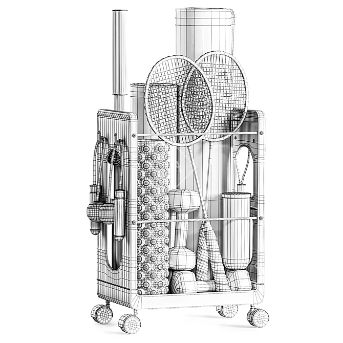 Title: Portable Sports Equipment Storage Cart 3D model image 7