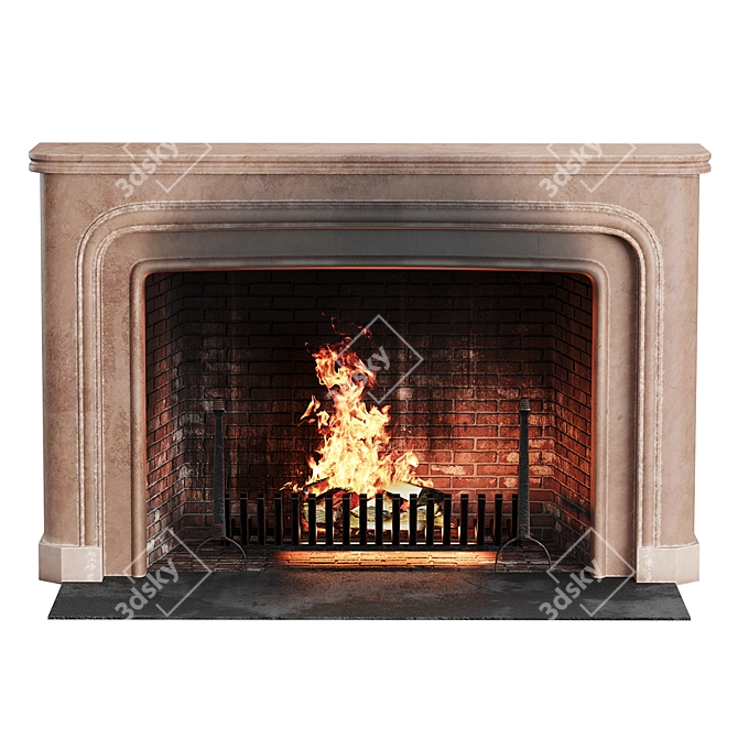 Elegant Wood-Burning Fireplace 3D model image 1