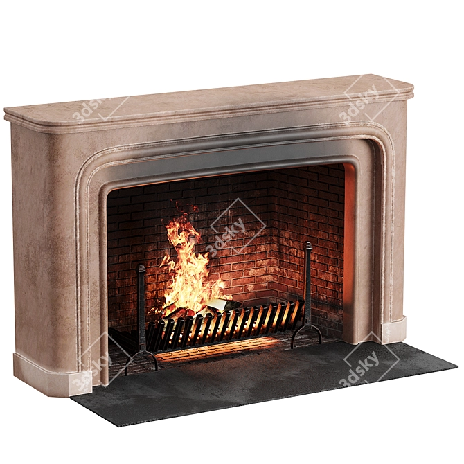 Elegant Wood-Burning Fireplace 3D model image 3