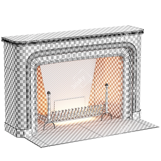 Elegant Wood-Burning Fireplace 3D model image 4