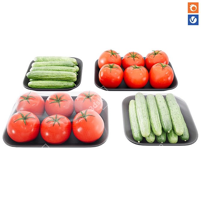 Fresh Harvest Kitchen Decor Set 3D model image 1