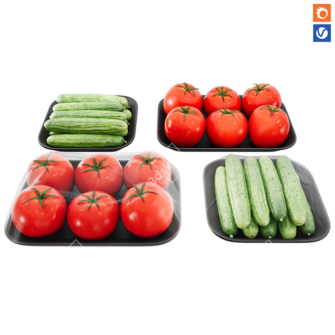 Fresh Harvest Kitchen Decor Set 3D model image 3