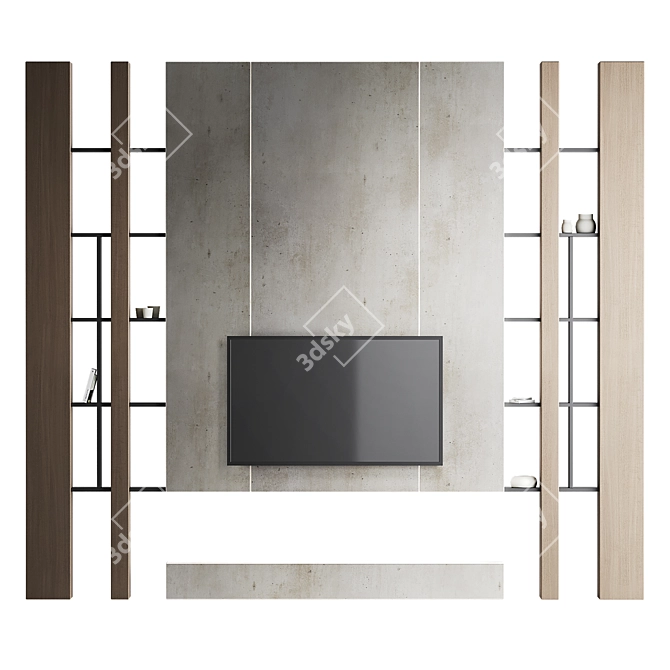 Modern TV Wall Set 3 3D model image 2