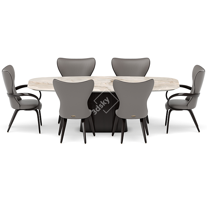 Elegant Dining Set Reves Noisette 3D model image 1