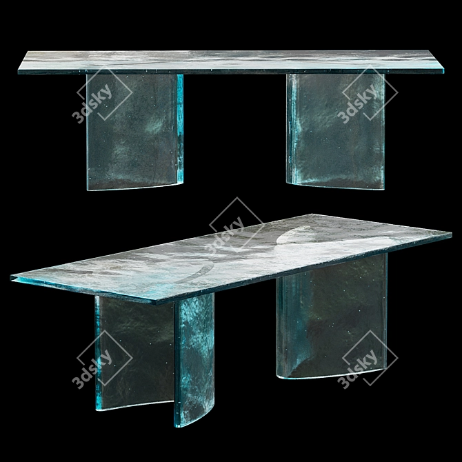 Vintage Glass Table 3D model image 1