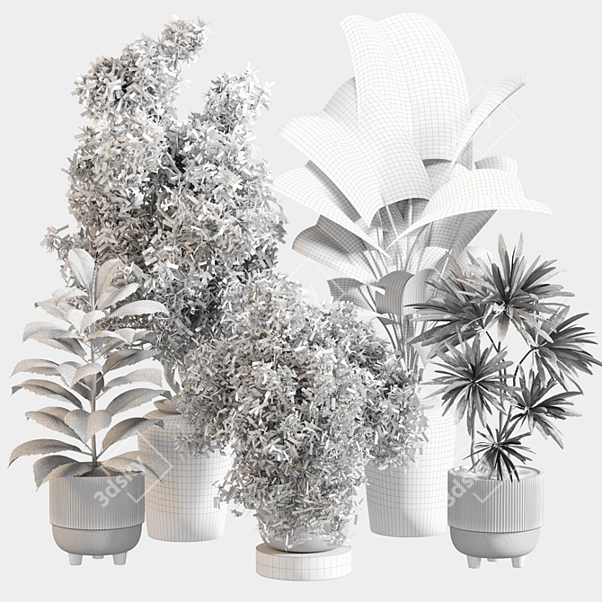 Stylish Indoor Plant Set 099 3D model image 5