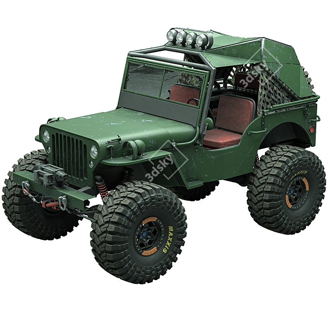 Willys Monster Truck Model 3D model image 1