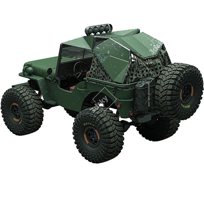 Willys Monster Truck Model 3D model image 2