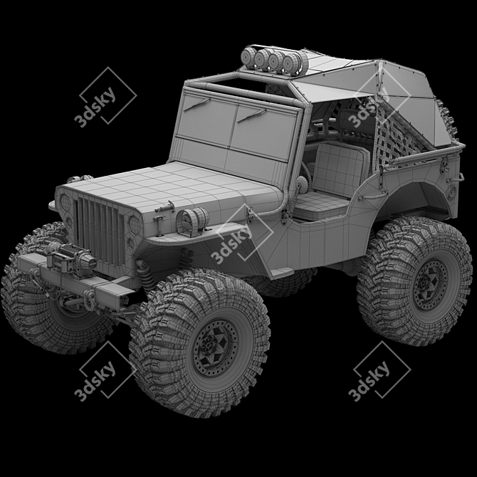 Willys Monster Truck Model 3D model image 4