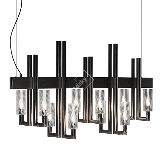 Modern Murano Glass Chandelier 3D model image 1