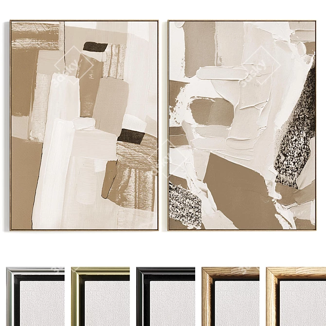 Plaster Dual Photo Frame Set 3D model image 1