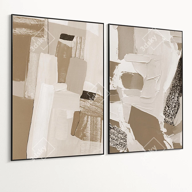 Plaster Dual Photo Frame Set 3D model image 6