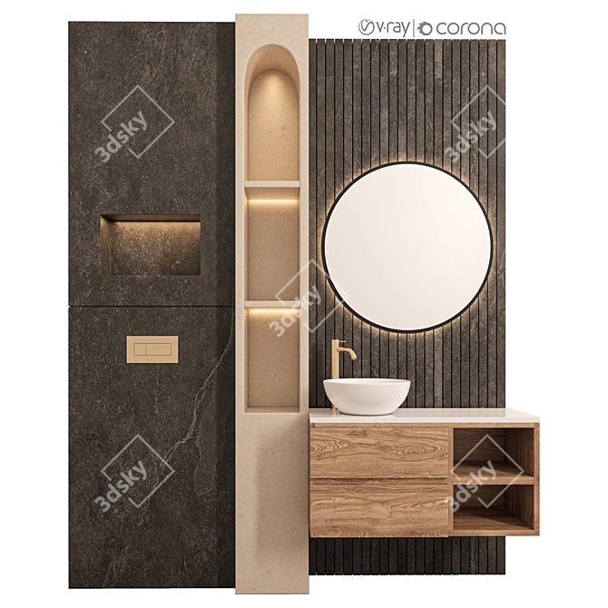 Modern Bathroom Furniture Set 3D 3D model image 1