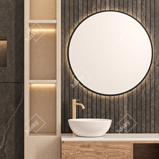 Modern Bathroom Furniture Set 3D 3D model image 2