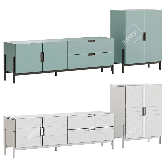 Modern TV Stand Ligess Enclosed 3D model image 6