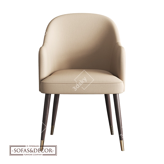 Customizable Ergonomic Birch Chair 3D model image 3