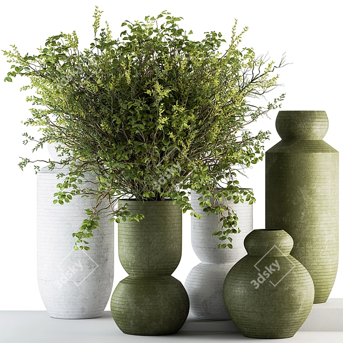 Boho Vase Plant Set 3D model image 1