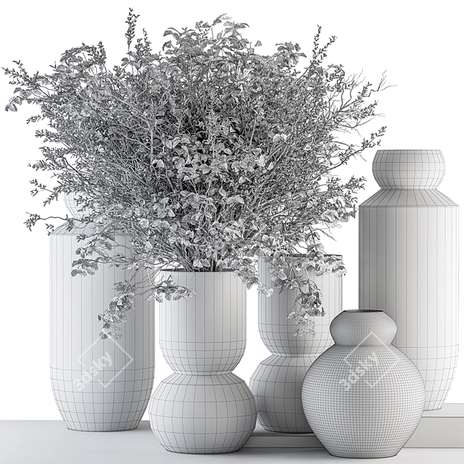 Boho Vase Plant Set 3D model image 3