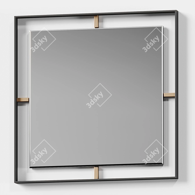 Elegant Iron Framed Accent Mirror 3D model image 2