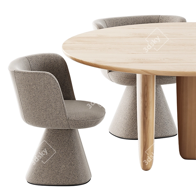 Sleek Modern Chairs & Table 3D model image 2