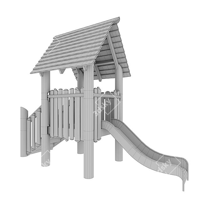 Kids Playhouse with Slide & Swing 3D model image 4