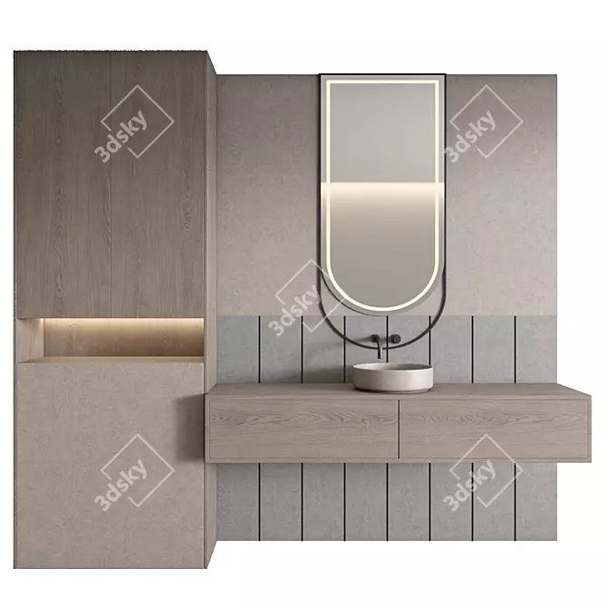 Modern Bathroom Furniture Set 3D model image 1